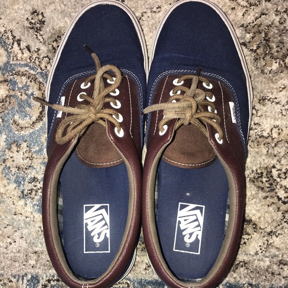 Vans Other - RARE 🚎 Vans leather & canvas brown & blue men’s10